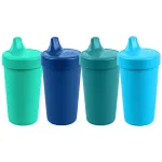 Re-Play Sippy Cups for Toddlers - 10 Oz. Reusable Spill Proof Cups for Kids, Dishwasher/Microwave Safe - Made in USA - Set of 4-3.13 x 6.25 - True Blue