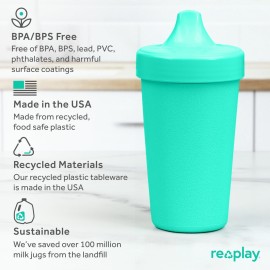 Re-Play Sippy Cups for Toddlers - 10 Oz. Reusable Spill Proof Cups for Kids, Dishwasher/Microwave Safe - Made in USA - Set of 4-3.13 x 6.25 - True Blue