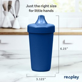 Re-Play Sippy Cups for Toddlers - 10 Oz. Reusable Spill Proof Cups for Kids, Dishwasher/Microwave Safe - Made in USA - Set of 4-3.13 x 6.25 - True Blue