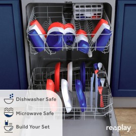 Re-Play Sippy Cups for Toddlers - 10 Oz. Reusable Spill Proof Cups for Kids, Dishwasher/Microwave Safe - Made in USA - Set of 4-3.13 x 6.25 - True Blue