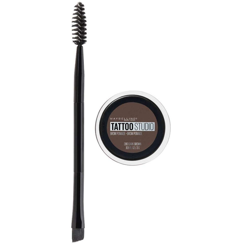 Maybelline TattooStudio Brow Pomade Long Lasting, Buildable, Eyebrow Makeup, Deep Brown, 1 Count