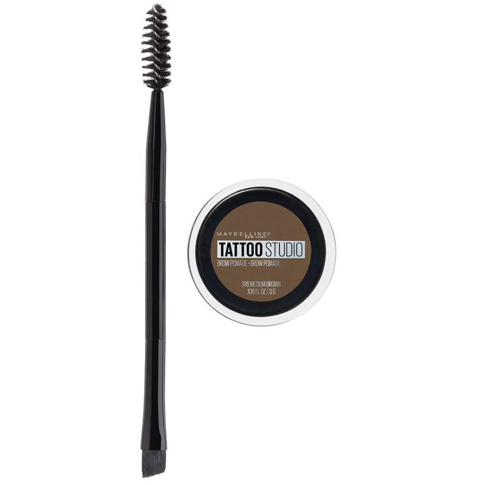 Maybelline TattooStudio Brow Pomade Long Lasting, Buildable, Eyebrow Makeup, Medium Brown, 1 Count Maybelline TattooStudio Brow Pomade Long Lasting, Buildable, Eyebrow Makeup, Medium Brown, 1 Count