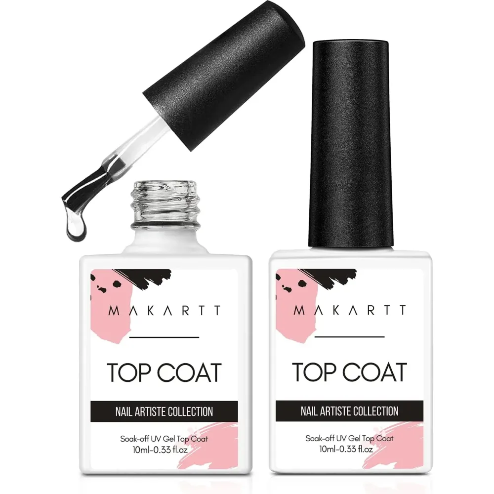 Makartt Gel Top Coat - 2 PCS No Wipe Top Coat Gel Nail Polish High Glossy Shine Finish Long Lasting, 10ML Clear Soak Off UV Nail Lamp, Salon Quality Art Design for Home Use Beauty Gift Makartt Gel Top Coat - 2 PCS No Wipe Top Coat Gel Nail Polish High Glossy Shine Finish Long Lasting, 10ML Clear Soak Off UV Nail Lamp, Salon Quality Art Design for Home Use Beauty Gift