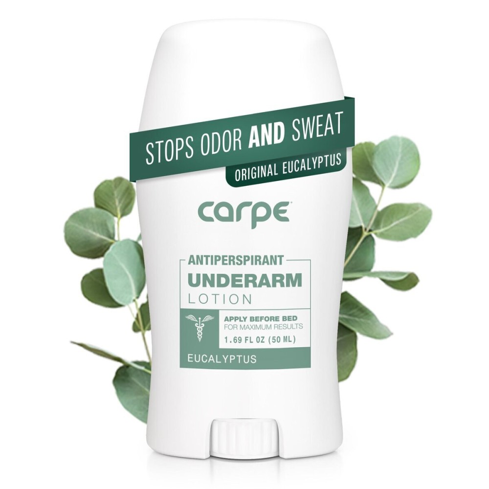 Carpe Underarm Antiperspirant and Deodorant, Clinical strength with all-natural Eucalyptus scent, Combat excessive sweating, Stay fresh and dry, Great for hyperhidrosis Carpe Underarm Antiperspirant and Deodorant, Clinical strength with all-natural Eucalyptus scent, Combat excessive sweating, Stay fresh and dry, Great for hyperhidrosis