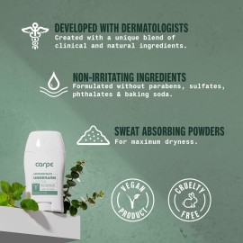 Carpe Underarm Antiperspirant and Deodorant, Clinical strength with all-natural Eucalyptus scent, Combat excessive sweating, Stay fresh and dry, Great for hyperhidrosis Carpe Underarm Antiperspirant and Deodorant, Clinical strength with all-natural Eucalyptus scent, Combat excessive sweating, Stay fresh and dry, Great for hyperhidrosis