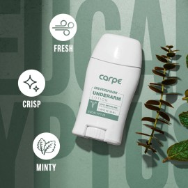 Carpe Underarm Antiperspirant and Deodorant, Clinical strength with all-natural Eucalyptus scent, Combat excessive sweating, Stay fresh and dry, Great for hyperhidrosis Carpe Underarm Antiperspirant and Deodorant, Clinical strength with all-natural Eucalyptus scent, Combat excessive sweating, Stay fresh and dry, Great for hyperhidrosis