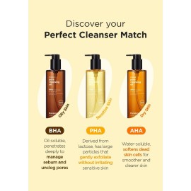 Hanskin Pore Cleansing Oil, Oil Cleanser for Face, Makeup Blackhead Remover, Korean Cleanser for Sensitive Skin [PHA] (10.14 oz)