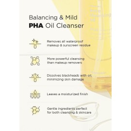 Hanskin Pore Cleansing Oil, Oil Cleanser for Face, Makeup Blackhead Remover, Korean Cleanser for Sensitive Skin [PHA] (10.14 oz)