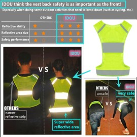IDOU Reflective Vest Safety Running Gear with Pocket, Ultralight &Adjustable Waist&360High Visibility for Running,Jogging,Biking,Motorcycle,Walking,Women & Men/Neon Yellow/L IDOU Reflective Vest Safety Running Gear with Pocket, Ultralight &Adjustable Waist&360High Visibility for Running,Jogging,Biking,Motorcycle,Walking,Women & Men/Neon Yellow/L