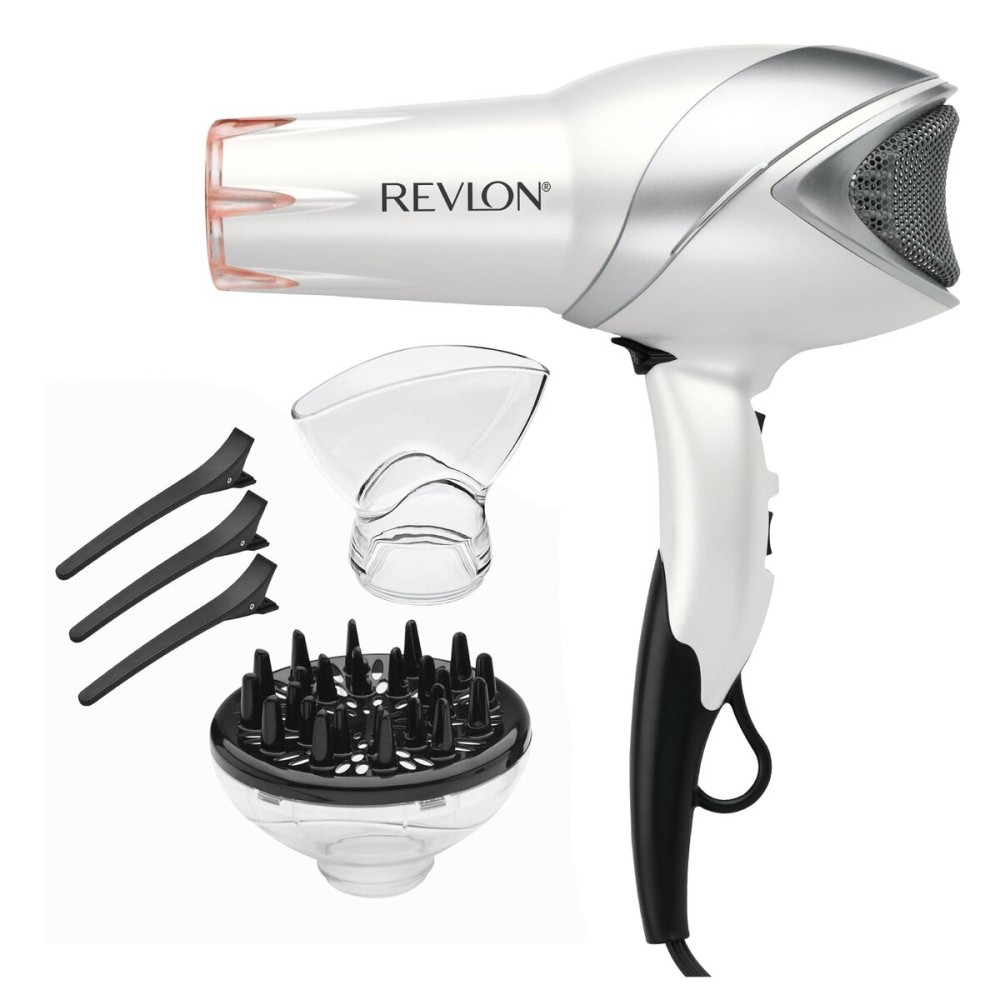 REVLON Infrared Hair Dryer with Diffuser - Ionic Blow Dryer, Diffuser, and Concentrator, Infrared Heat Technology to Prevent Over-Drying for Shiny, Soft Hair with Natural Moisture (White) REVLON Infrared Hair Dryer with Diffuser - Ionic Blow Dryer, Diffuser, and Concentrator, Infrared Heat Technology to Prevent Over-Drying for Shiny, Soft Hair with Natural Moisture (White)