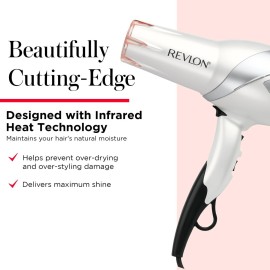 REVLON Infrared Hair Dryer with Diffuser - Ionic Blow Dryer, Diffuser, and Concentrator, Infrared Heat Technology to Prevent Over-Drying for Shiny, Soft Hair with Natural Moisture (White) REVLON Infrared Hair Dryer with Diffuser - Ionic Blow Dryer, Diffuser, and Concentrator, Infrared Heat Technology to Prevent Over-Drying for Shiny, Soft Hair with Natural Moisture (White)