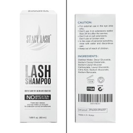 STACY LASH Eyelash Extension Shampoo + Brush / 1.69 fl.oz / 50ml / Eyelid Foaming Cleanser/Wash for Extensions & Natural Lashes/Safe Makeup Remover/Supplies for Professional & Home Use