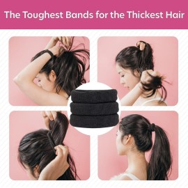 Burlybands Large Hair Ties for Thick, Heavy or Curly Hair - Non-Slip, Non-Damage, Seamless Women\'s Ponytail Scrunchies - Black, 8 Pcs