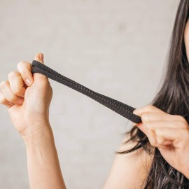 Burlybands Large Hair Ties for Thick, Heavy or Curly Hair - Non-Slip, Non-Damage, Seamless Women\'s Ponytail Scrunchies - Black, 8 Pcs