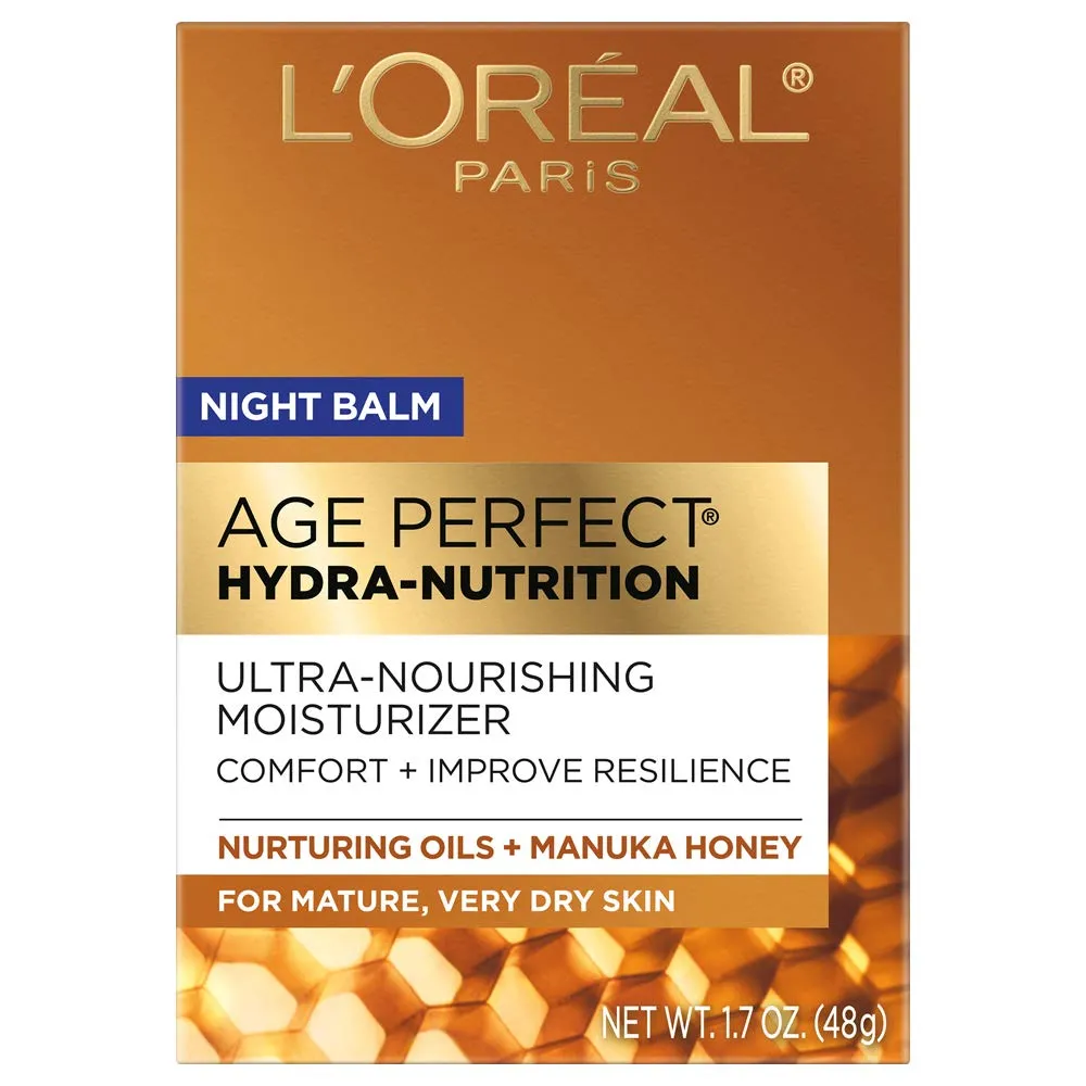LOreal Paris Skincare Age Perfect Hydra Nutrition Ultra Nourishing Honey Night Balm, Face Moisturizer to Comfort, Improve Resilience on Dry Skin, Manuka Honey and Nurturing Oils, 1.7 oz. LOreal Paris Skincare Age Perfect Hydra Nutrition Ultra Nourishing Honey Night Balm, Face Moisturizer to Comfort, Improve Resilience on Dry Skin, Manuka Honey and Nurturing Oils, 1.7 oz.