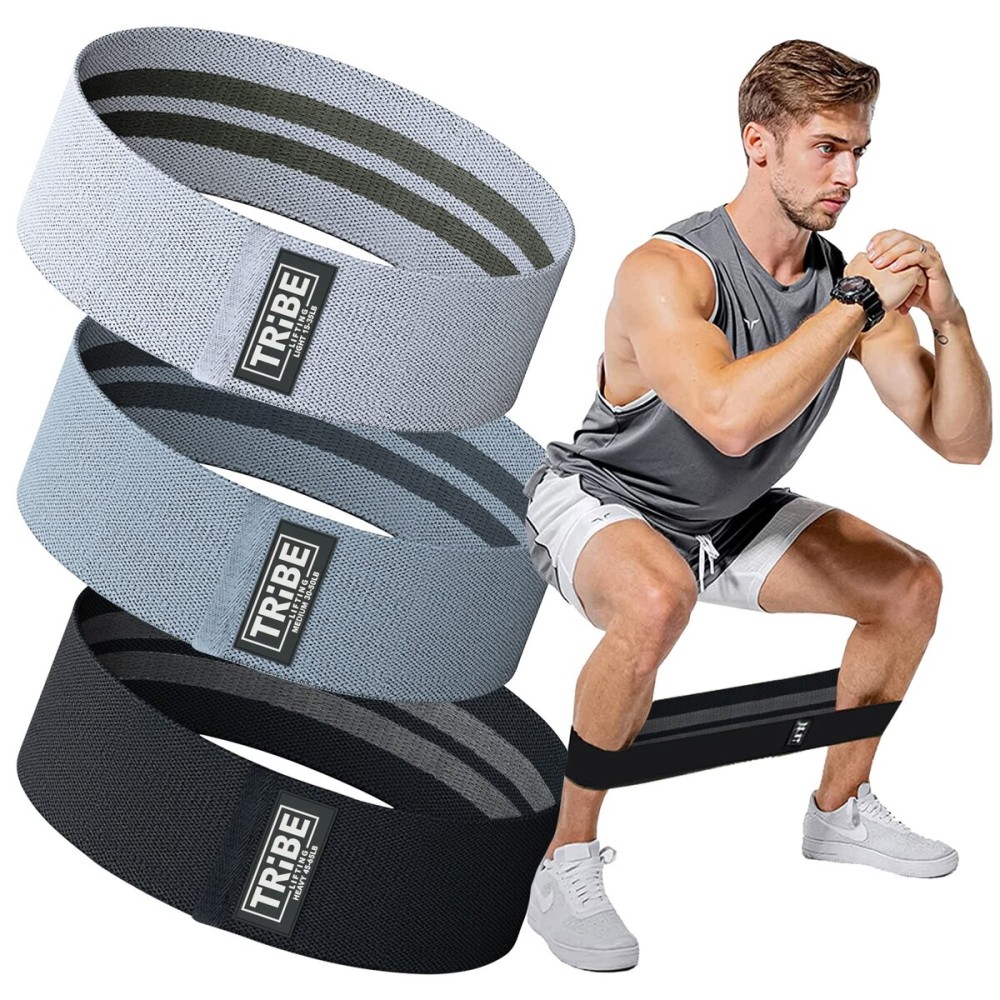 Tribe Lifting Fabric Resistance Bands for Exercise - Hip Bands for Working Out Legs, Glutes, Knees and Thighs for Men and Women - Cloth Circle Booty Bands for Physical Therapy (Gray) Tribe Lifting Fabric Resistance Bands for Exercise - Hip Bands for Working Out Legs, Glutes, Knees and Thighs for Men and Women - Cloth Circle Booty Bands for Physical Therapy (Gray)