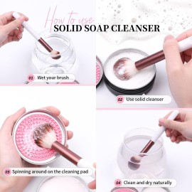 DUcare Makeup Brush Cleaner Makeup Brushes Solid Soap Cleanser with Color Removal Sponge Brush Cleaning Mat, Silicone Makeup Cleaning Cosmetic Cleaner Blenders Shampoo Removes Shadow Color DUcare Makeup Brush Cleaner Makeup Brushes Solid Soap Cleanser with Color Removal Sponge Brush Cleaning Mat, Silicone Makeup Cleaning Cosmetic Cleaner Blenders Shampoo Removes Shadow Color