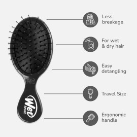 Wet Brush Detangling Brush, Mini Detangler Brush (Black) - Wet & Dry Tangle-Free Hair Brush for Women & Men - No Tangle Soft & Flexible Bristles for Straight, Curly, & Thick Hair Wet Brush Detangling Brush, Mini Detangler Brush (Black) - Wet & Dry Tangle-Free Hair Brush for Women & Men - No Tangle Soft & Flexible Bristles for Straight, Curly, & Thick Hair
