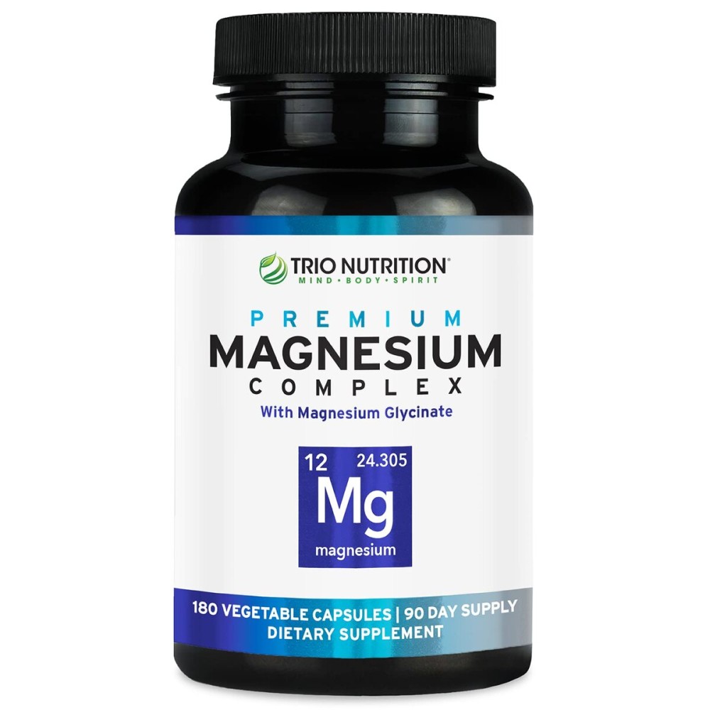 Trio Nutrition Magnesium Complex 90 Day Supply 420 mg | Natural Calm, Relax, Stress Relief, and Muscle Recovery |Magnesium Glycinate Supplement with Vitamin B6 for Rapid Absorption* Trio Nutrition Magnesium Complex 90 Day Supply 420 mg | Natural Calm, Relax, Stress Relief, and Muscle Recovery |Magnesium Glycinate Supplement with Vitamin B6 for Rapid Absorption*