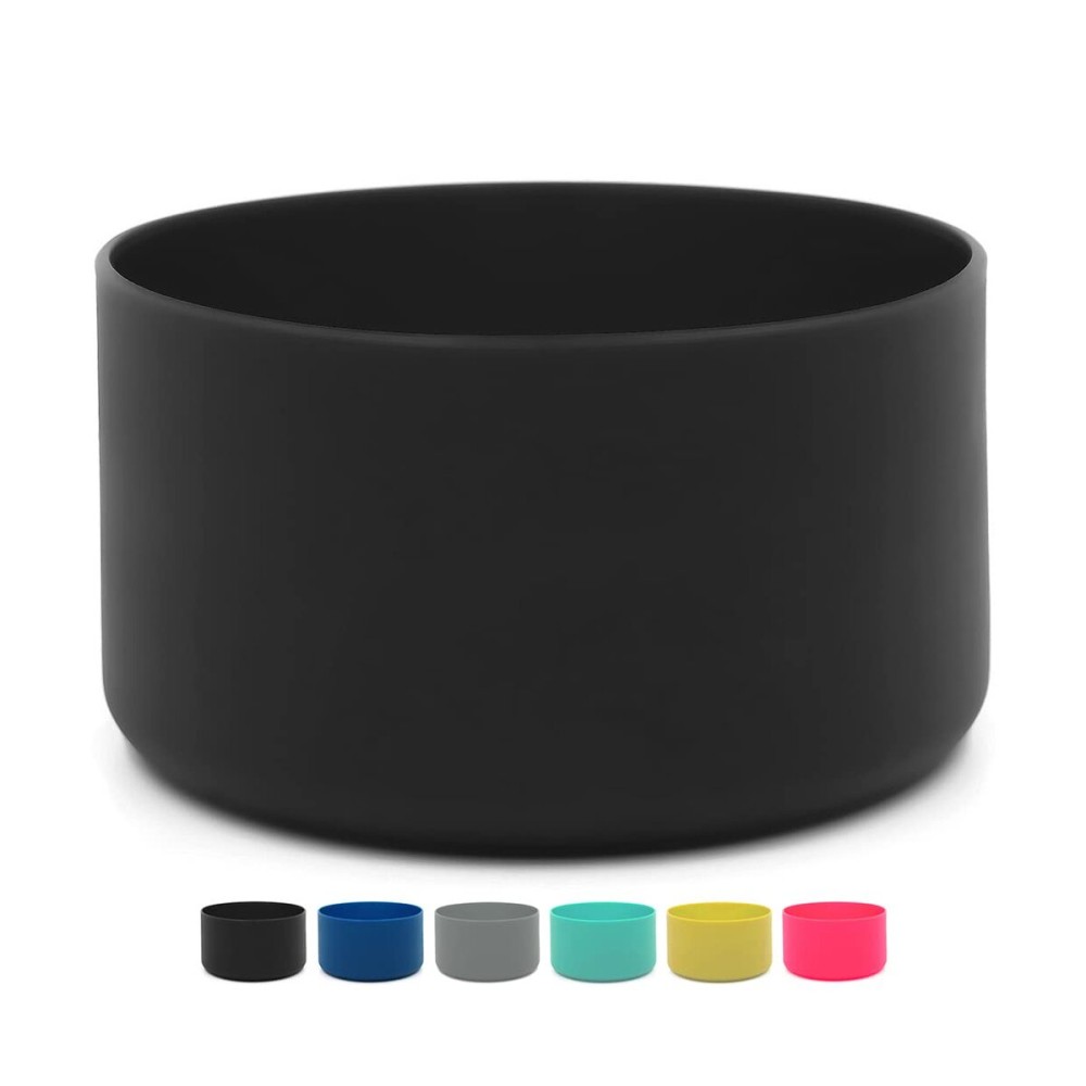 Flaskars Protective Silicone Boot for 12oz - 40 oz Hydroflask Water Bottles Anti-Slip Bottom Stanley Sleeve Cover Bumper (Black, Fits Hydroflask 32 and 40 OZ)