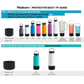 Flaskars Protective Silicone Boot for 12oz - 40 oz Hydroflask Water Bottles Anti-Slip Bottom Stanley Sleeve Cover Bumper (Black, Fits Hydroflask 32 and 40 OZ)