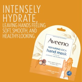 Aveeno Skin Relief Repairing Hand Mask, Moisturizing Gloves with Prebiotic Oat & Shea Butter for Very Dry Skin, Hand Care for Sensitive Skin, Fragrance-Free, 1 Pair of Single-Use Gloves Aveeno Skin Relief Repairing Hand Mask, Moisturizing Gloves with Prebiotic Oat & Shea Butter for Very Dry Skin, Hand Care for Sensitive Skin, Fragrance-Free, 1 Pair of Single-Use Gloves