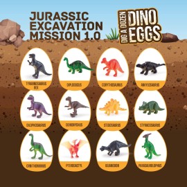 Dig a Dozen Dino Egg Kit for Kids - Dinosaur Toys Gift 3-12 Year Old - 12 Eggs & Surprise Dinosaurs - Basket Stuffers - Science STEM Activities - Boy Toy Party Gifts for Boys & Girls
