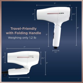 Conair Hair Dryer, Worldwide Travel Hair Dryer with Smart Voltage Technology and Folding Handle, Includes Concentrator Conair Hair Dryer, Worldwide Travel Hair Dryer with Smart Voltage Technology and Folding Handle, Includes Concentrator