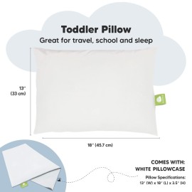 Toddler Pillow with Pillowcase - 13x18 My Little Dreamy Kids Travel Bed Pillows for Sleeping, Organic Cotton Small Pillowcase, Soft & Breathable, Machine Washable, Toddlers 2-5 Years Old (Soft White) Toddler Pillow with Pillowcase - 13x18 My Little Dreamy Kids Travel Bed Pillows for Sleeping, Organic Cotton Small Pillowcase, Soft & Breathable, Machine Washable, Toddlers 2-5 Years Old (Soft White)