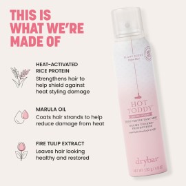 Drybar Hot Toddy Heat Protectant Mist Blanc Scent - Full Size| Lightweight Heat Protectant for Hair protects from Heat & Styling with Curling, Straightening and Styling Irons