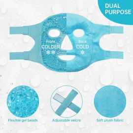 ZNCUETD Cold Face Eye Mask Ice Pack Reduce Face Puff, Dark Circles, Gel Beads Hot Heat Cold Compress Pack, Face SPA for Woman Sleeping, Pressure, Headaches, Skin Care, Post Laser Care[Blue]