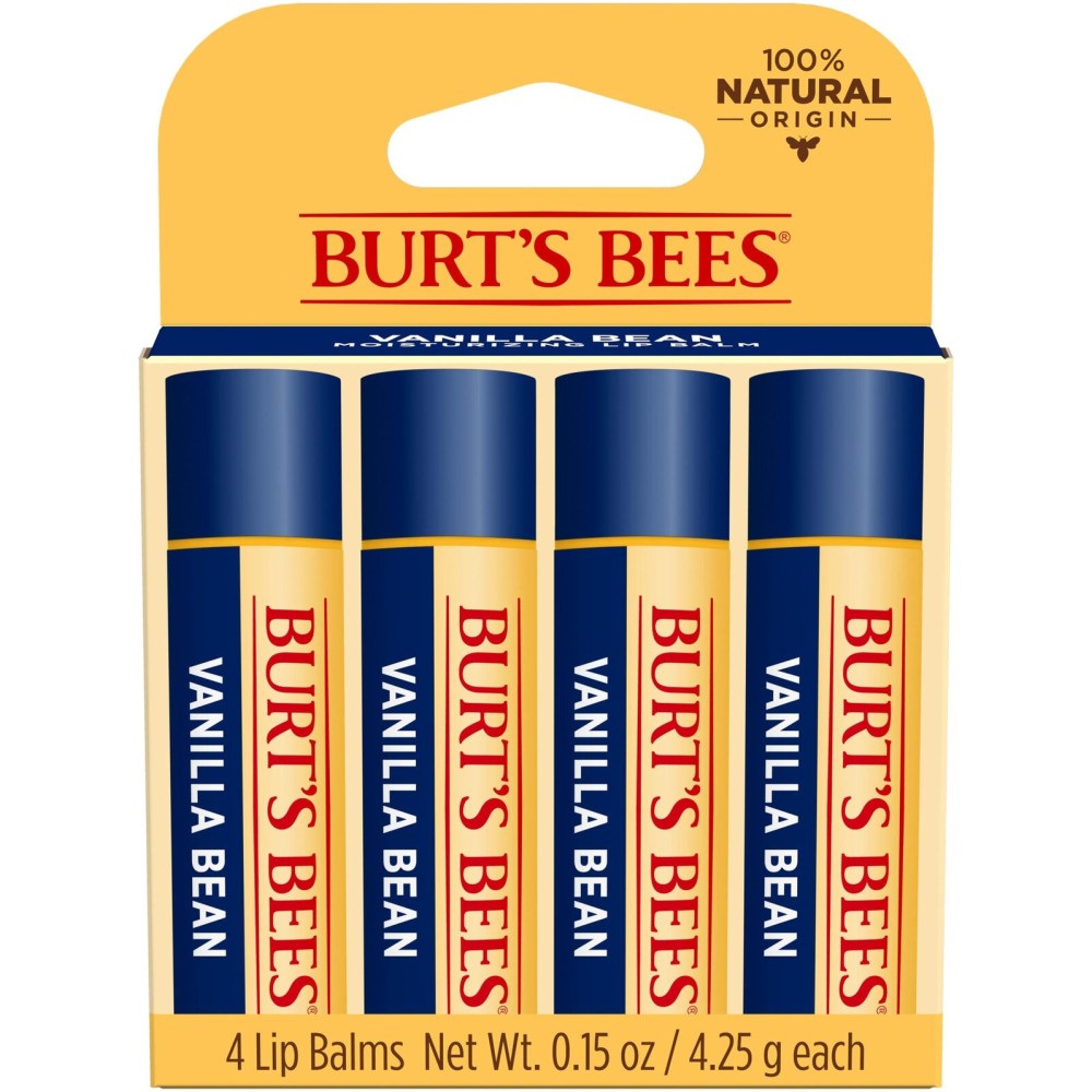 Burt\'s Bees 100% Natural Moisturizing Lip Balm, Vanilla Bean - 4 Tubes Burt\'s Bees 100% Natural Moisturizing Lip Balm, Vanilla Bean - 4 Tubes