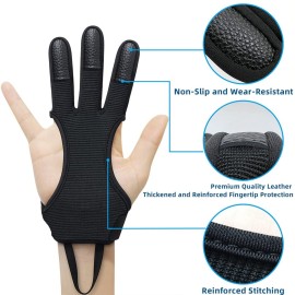 Archery Gloves Shooting Hunting Leather Three Finger Protector for Youth Adult Beginner - M Archery Gloves Shooting Hunting Leather Three Finger Protector for Youth Adult Beginner - M