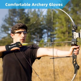 Archery Gloves Shooting Hunting Leather Three Finger Protector for Youth Adult Beginner - M Archery Gloves Shooting Hunting Leather Three Finger Protector for Youth Adult Beginner - M