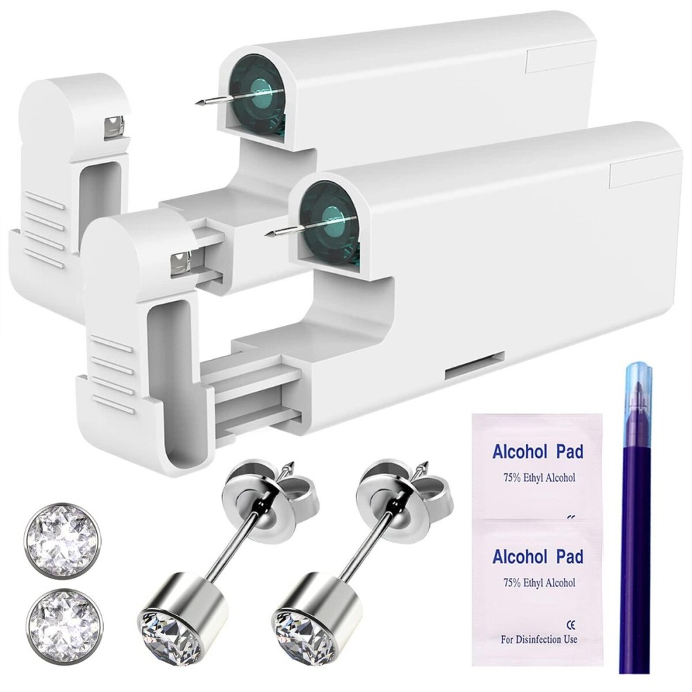 2Pcs Ear Piercing Kit Automatic and Painless Ear Nail Gun Disposable Aseptic Household Ear Piercing Gun Portable Ear Piercing Gun Group Ear Piercing Tools With Built-in 4mm Hypoallergenic Ear Studs 2Pcs Ear Piercing Kit Automatic and Painless Ear Nail Gun Disposable Aseptic Household Ear Piercing Gun Portable Ear Piercing Gun Group Ear Piercing Tools With Built-in 4mm Hypoallergenic Ear Studs