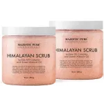 Majestic Pure Himalayan Salt Body Scrub with Lychee Oil, Exfoliating Salt Scrub to Exfoliate & Moisturize Skin, Deep Cleansing - 10 oz (Pack of 2)