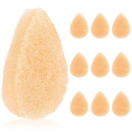 10 Pack Facial Sponge for Daily Deep Cleansing - Regular Buff Style Exfoliating Pads for Removing Dead Skin, Dirt & Makeup - Normal to Oily - Made in The USA - Reusable Puf - Natural