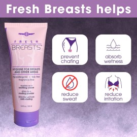 Fresh BREASTS Anti Chafing Deodorant Lotion to Powder, 3.4oz - Anti Chafe Cream Whole Body Deodorant for Women, Inner Thighs & Areas that Sweat, No Talc, Aluminum and Fragrance Fresh BREASTS Anti Chafing Deodorant Lotion to Powder, 3.4oz - Anti Chafe Cream Whole Body Deodorant for Women, Inner Thighs & Areas that Sweat, No Talc, Aluminum and Fragrance