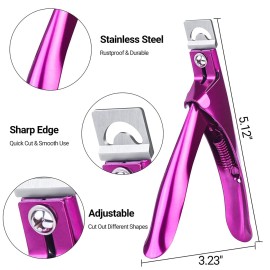 MelodySusie Acrylic Nail Clippers, Professional Nail Clippers Cutters for Acrylic Nails Fake Nail Tips, Adjustable Stainless Nail Trimmer, Manicure Tool for Salon Home Nail Art, Plum