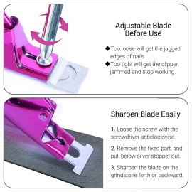 MelodySusie Acrylic Nail Clippers, Professional Nail Clippers Cutters for Acrylic Nails Fake Nail Tips, Adjustable Stainless Nail Trimmer, Manicure Tool for Salon Home Nail Art, Plum