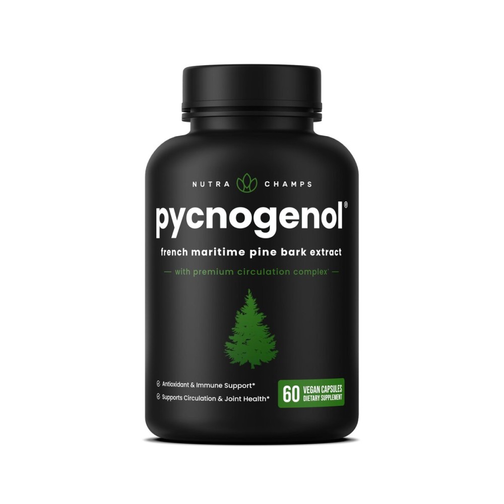 NutraChamps Pycnogenol French Maritime Pine Bark Extract, Premium Circulation Complex, Blood Flow, Nitric Oxide Production, Superior Absorption, Results with Black Pepper Extract, 60 Capsules NutraChamps Pycnogenol French Maritime Pine Bark Extract, Premium Circulation Complex, Blood Flow, Nitric Oxide Production, Superior Absorption, Results with Black Pepper Extract, 60 Capsules