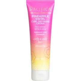 Pacifica Pineapple Swirl Curl Defining Cream for Curly Hair 4 oz - Frizz Control & Curl Enhancer Styling Cream for Curly & Wavy Hair Coconut Oil & Hyaluronic Acid Defines & Adds Bounce Without Crunch