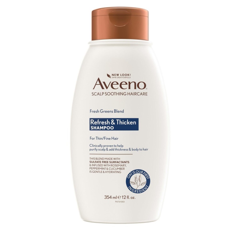 Aveeno Fresh Greens Blend Natural Volumizing Shampoo, Cucumber, Rosemary, for Fine Hair, 12 fl oz Aveeno Fresh Greens Blend Natural Volumizing Shampoo, Cucumber, Rosemary, for Fine Hair, 12 fl oz