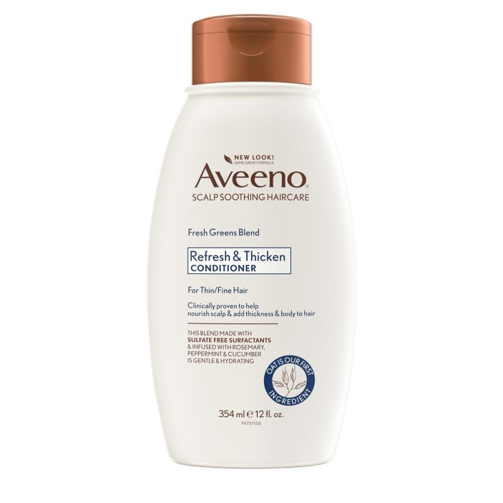 Aveeno Fresh Greens Blend Natural Volumizing Conditioner, Cucumber, Rosemary, for Fine Hair, 12 fl oz Aveeno Fresh Greens Blend Natural Volumizing Conditioner, Cucumber, Rosemary, for Fine Hair, 12 fl oz
