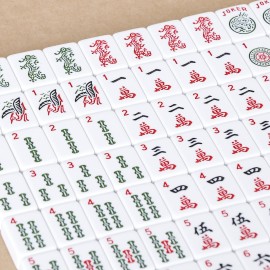 F2C American Mah Jongg Mahjong Set 166 Tiles, 4 Colors All-in-One Rack/Pushers, Red Paisley Soft Bag and Accessories -Classic Full Size Complete Mahjongg Mah Jong Set (Red)