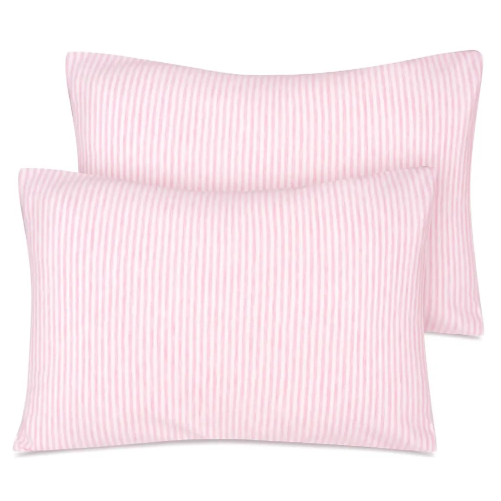 Zenssia Organic Cotton Toddler Pillowcase/Travel Pillowcase Pack of 2 Set 13x18 Inches with Envelope Closure - Soft & Breathable Baby Pillow Case Cover Pink Stripe Zenssia Organic Cotton Toddler Pillowcase/Travel Pillowcase Pack of 2 Set 13x18 Inches with Envelope Closure - Soft & Breathable Baby Pillow Case Cover Pink Stripe