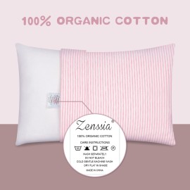 Zenssia Organic Cotton Toddler Pillowcase/Travel Pillowcase Pack of 2 Set 13x18 Inches with Envelope Closure - Soft & Breathable Baby Pillow Case Cover Pink Stripe Zenssia Organic Cotton Toddler Pillowcase/Travel Pillowcase Pack of 2 Set 13x18 Inches with Envelope Closure - Soft & Breathable Baby Pillow Case Cover Pink Stripe