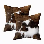 TOMWISH Pack of 2 Throw Pillow Covers Christmas Cowhide Printing Western 18x18 Pillow Cover,Decorative Throw Pillows Cushion Covers for Home Living Room Sofa Bedroom
