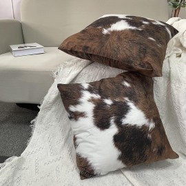 TOMWISH Pack of 2 Throw Pillow Covers Christmas Cowhide Printing Western 18x18 Pillow Cover,Decorative Throw Pillows Cushion Covers for Home Living Room Sofa Bedroom TOMWISH Pack of 2 Throw Pillow Covers Christmas Cowhide Printing Western 18x18 Pillow Cover,Decorative Throw Pillows Cushion Covers for Home Living Room Sofa Bedroom