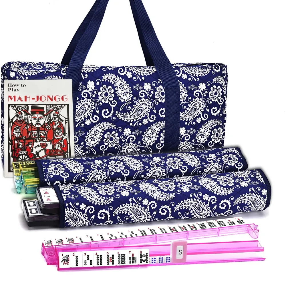 Mose Cafolo American Mahjong Set, Blue Paisley Carrying Bag,166 Premium White Tiles,4 All-in-One Color Rack/Pushers Complete Mahjong Tiles Set (Ma Jong, Mah-Jongg, Majiang) Mose Cafolo American Mahjong Set, Blue Paisley Carrying Bag,166 Premium White Tiles,4 All-in-One Color Rack/Pushers Complete Mahjong Tiles Set (Ma Jong, Mah-Jongg, Majiang)